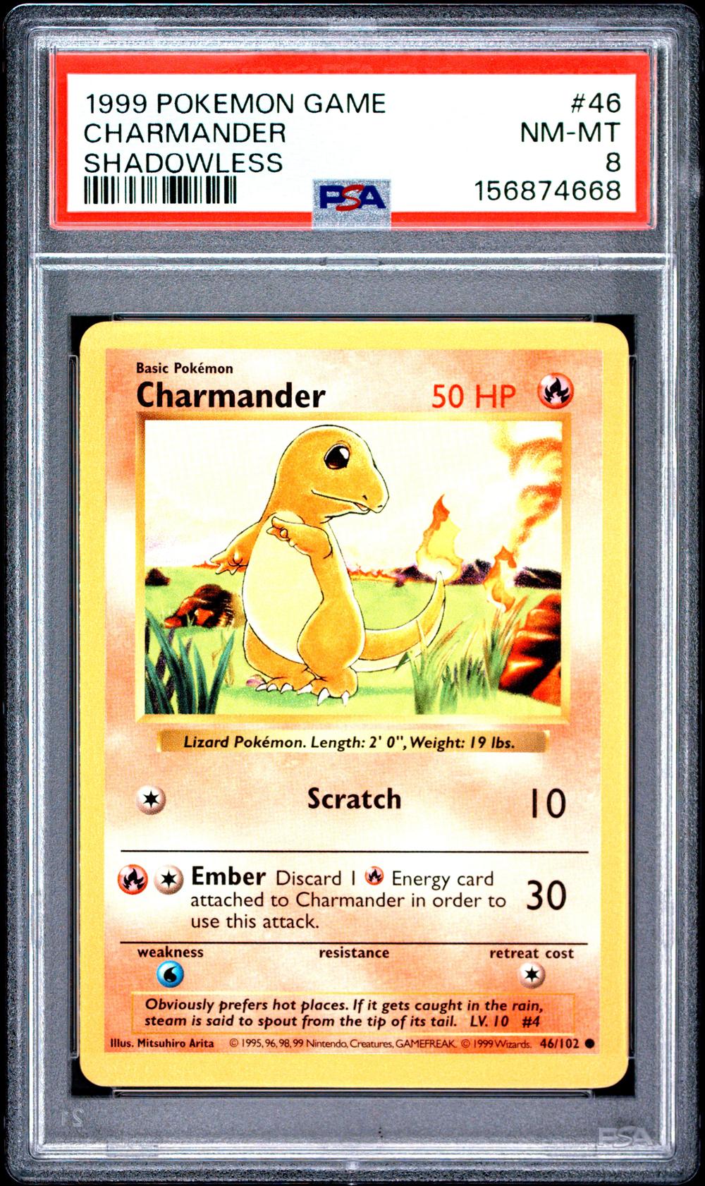 1999 Charmander Shadowless - Pokémon Pokémon Game PSA 8 NM-MT